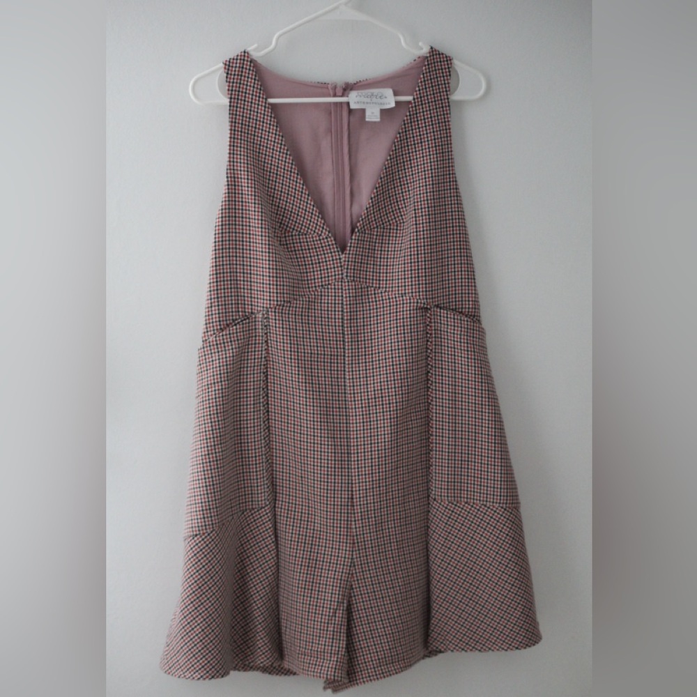 Anthropologie red Elegant Checkered romper